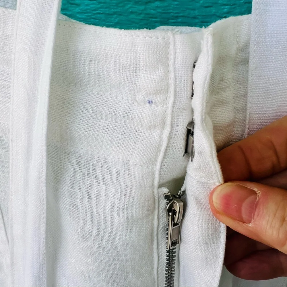 SANCTUARY LINEN WIDE LEG TIE BELT CARGO PANTS WHITE SIZE XL